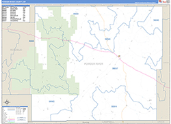 Powder RiverCounty, MT Wall Map Zip Code Basic Style 2026